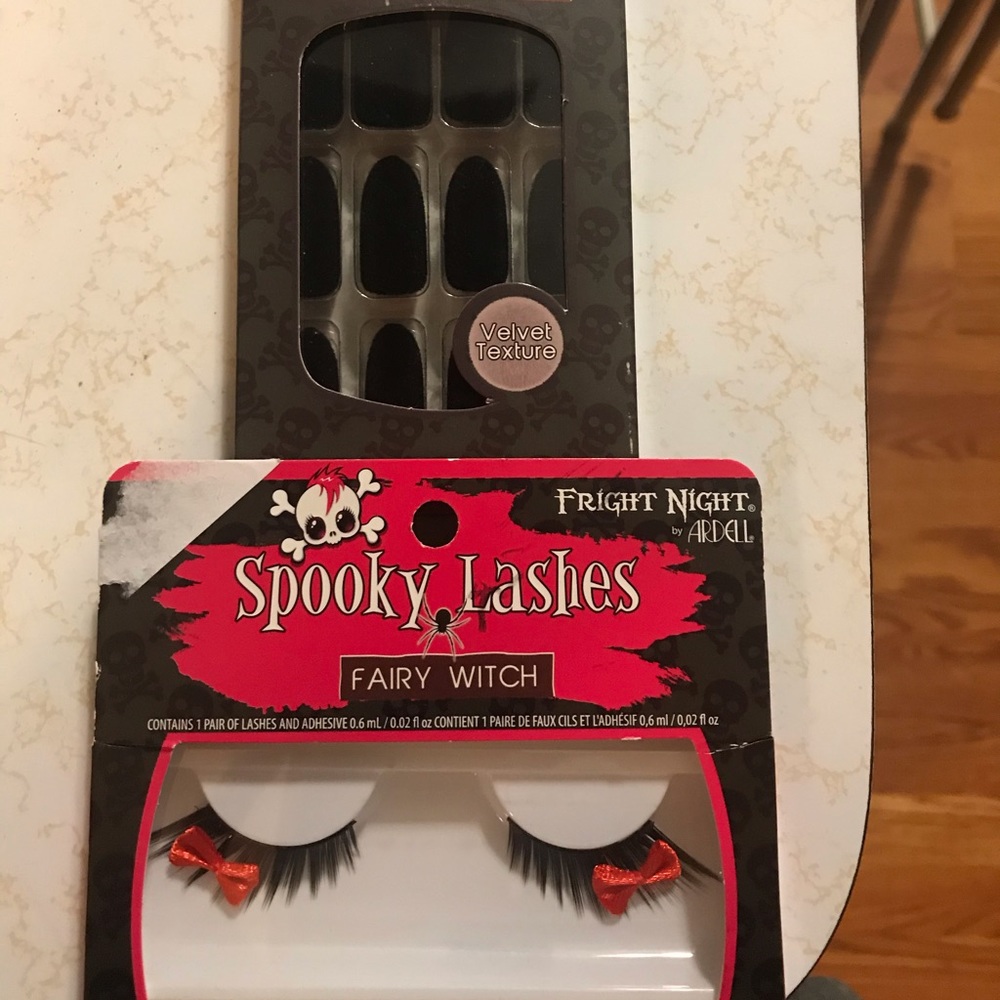 Fright night nails and eyelashes